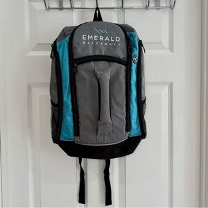 Emerald Waterways Daypack, Backpack Travel Bag -Gray Blue Black Side Pockets EUC